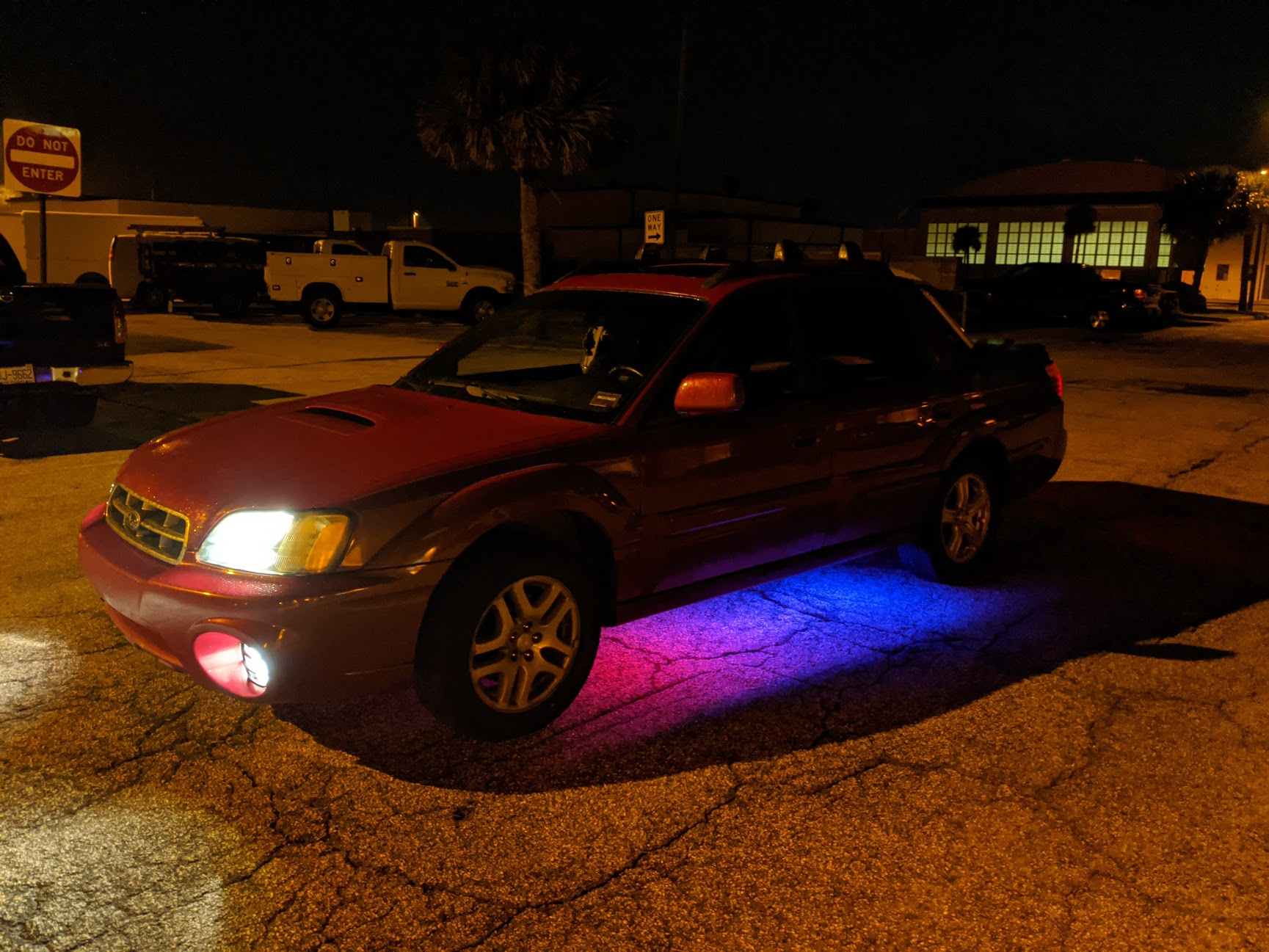 Night picture with RGB underglow on.